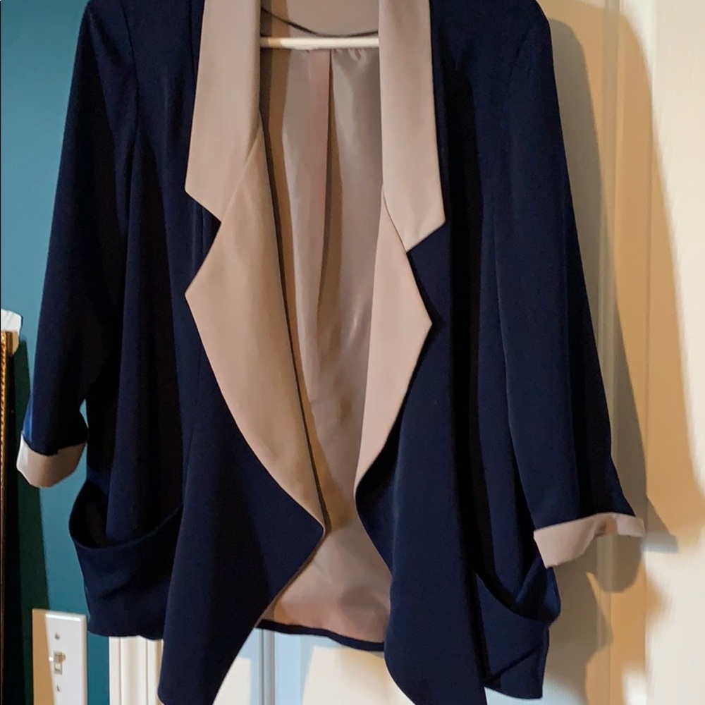 Navy Blue & Taupe Blazer